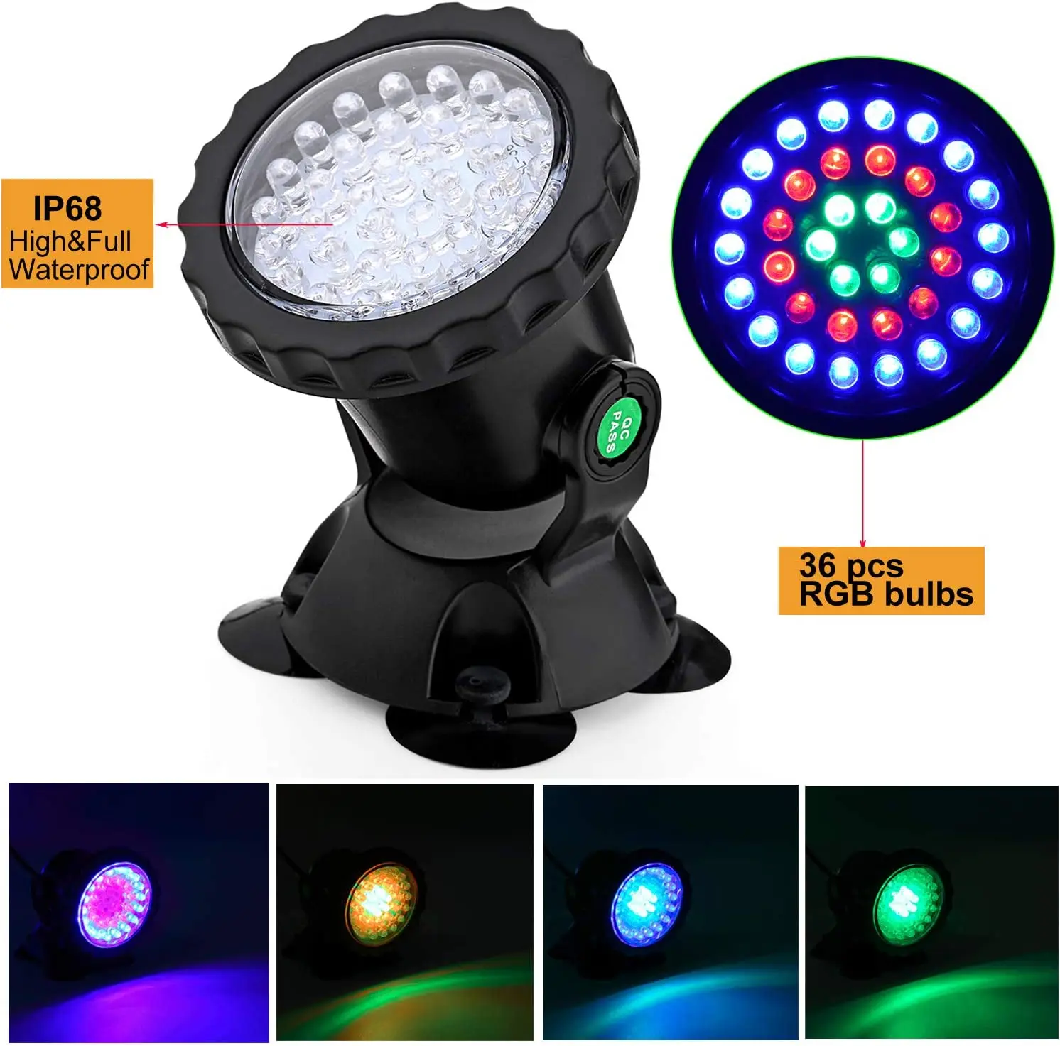 LED Ring Fountain Light - Kleurverandering Onderdompelbare Led-verlichting, RGB Kleurverandering Afstandsbediening Waterdicht IP68 Onderdompelbaar Landschap Spotlight Voor Fontein Verlichting