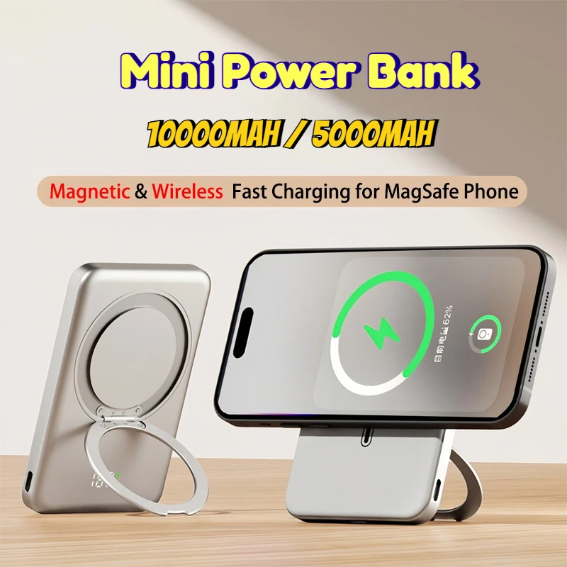 10000mAh Magnetic Power Bank for MagSafe Wireless Fast Charger Stand 20W Portable Slim Mini External Battery for IPhone Samsung