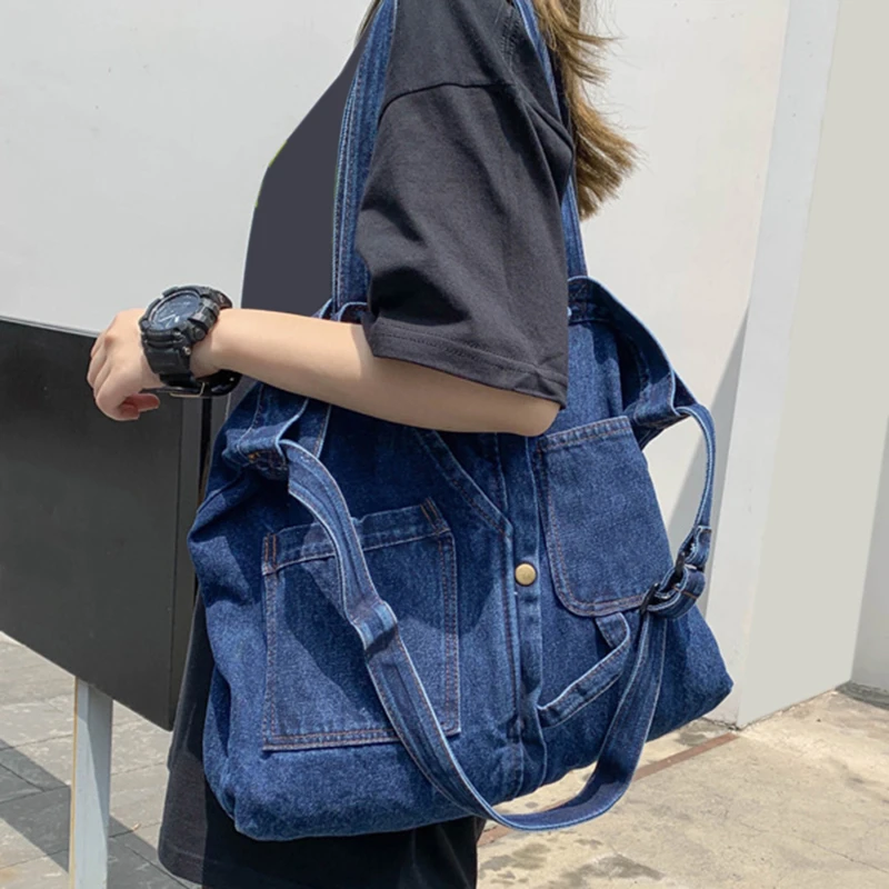 ★関税/送料込★Swimcity☆1999 denim bag Denim Tote Bags for Women and Man Large Capacity Design