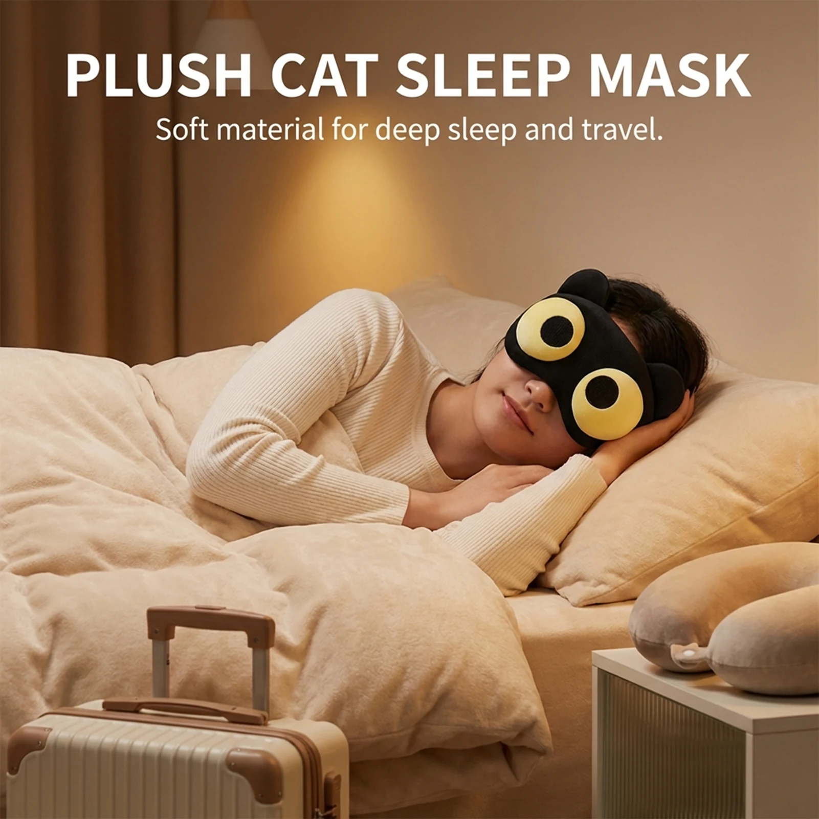 Plush Memory Foam Light-Blocking Eye Mask – Adorable Design for Relaxation and Comfort