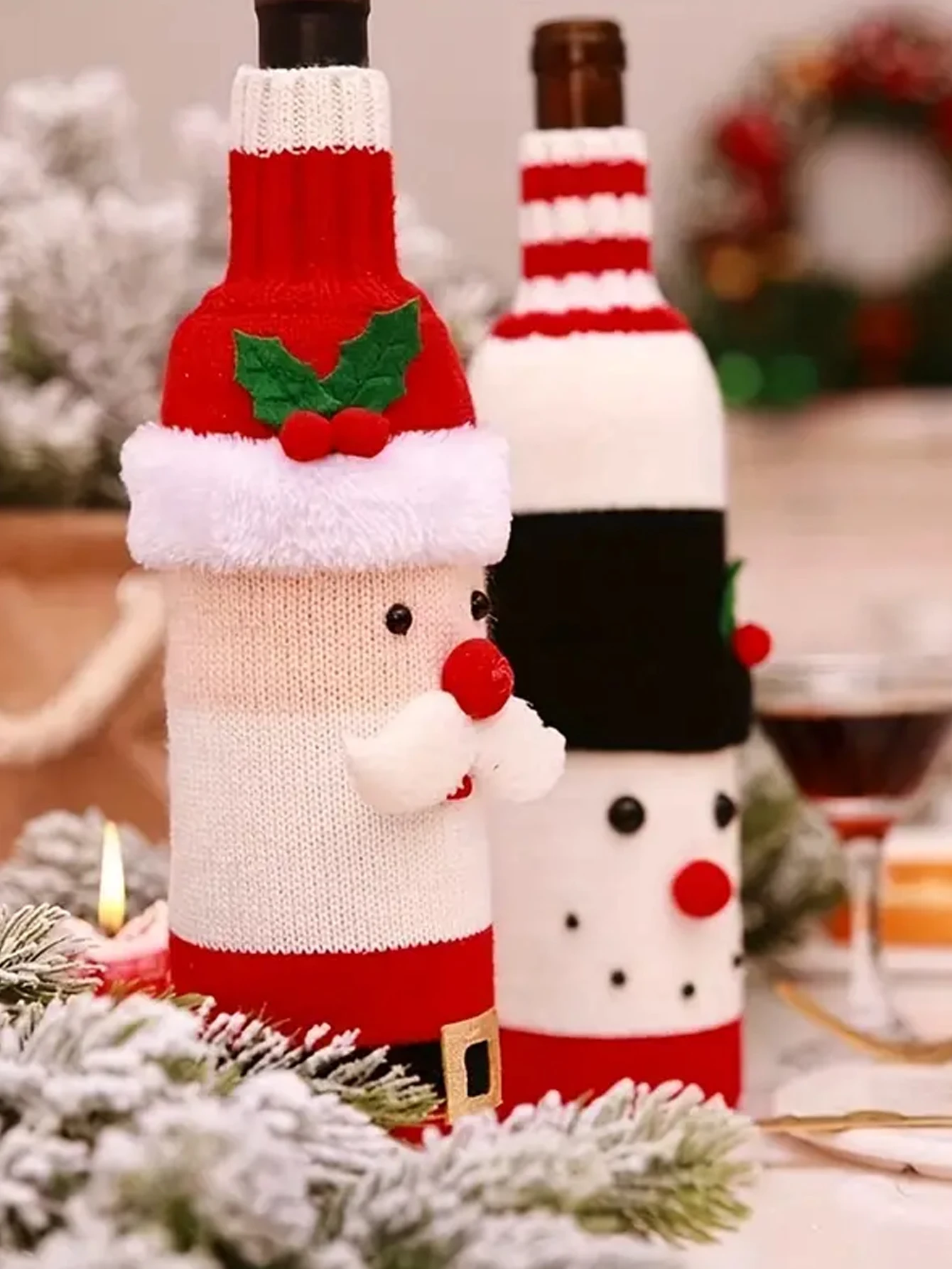 Wine Bottle Cover 1pc Red Velvet Champagne Bottle Sleeves for Holiday Decorations