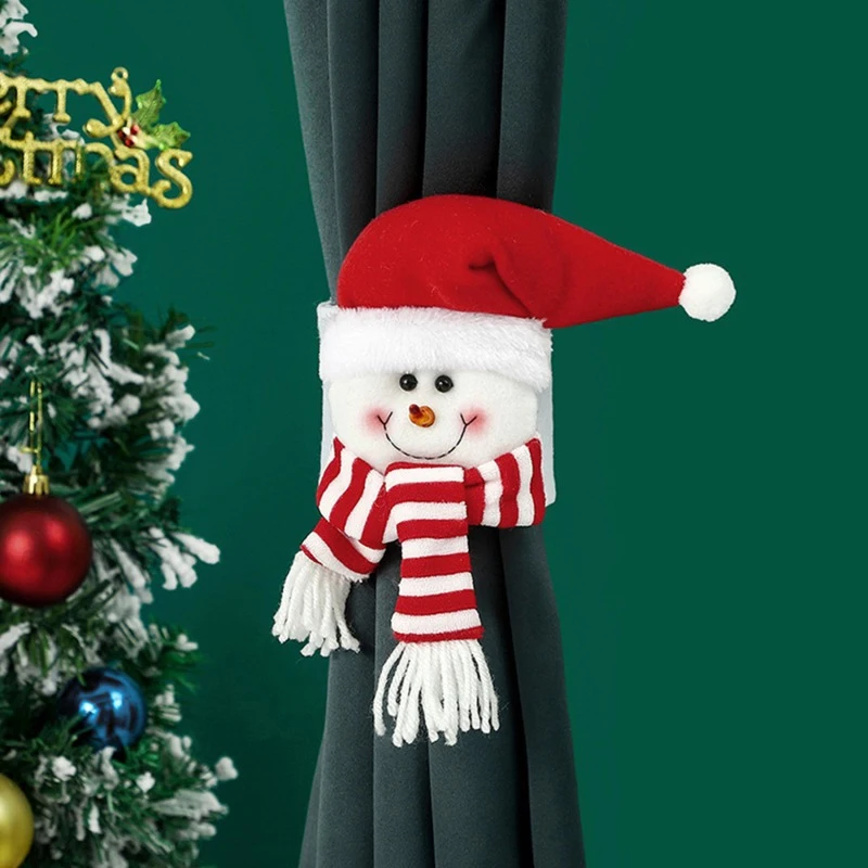 Christmas Cartoon Curtain Clasp Penguin Santa Claus Snowman Elk Curtain Holder Xmas Decor For Home Xmas Curtain Accessories
