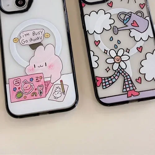 MagSafe Acrylic Rabbit Phone Case Cover for IPhone 12 13 14 15 Pro Max Case for IPhone 15 Pro Max