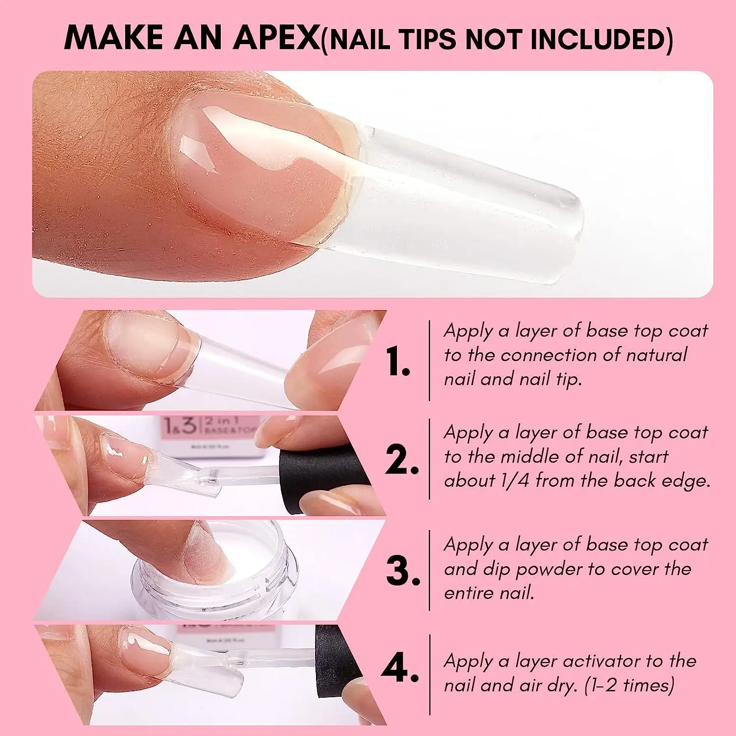 Makartt Nail Repair Kit for Cracked Natural Nail, Clear Dip Powder Nail Kit Starter Set with 2 in 1 Base Top Coat, Activator 3