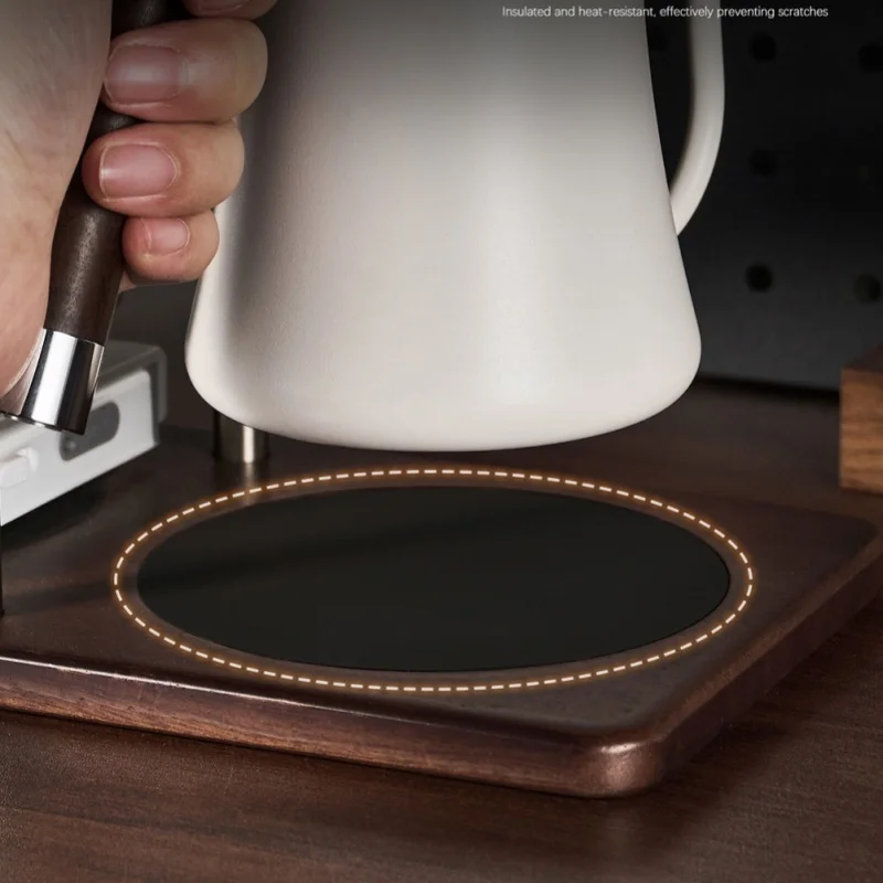 Portable Solid Wood Coffee Stand with Stainless Steel and Silicone