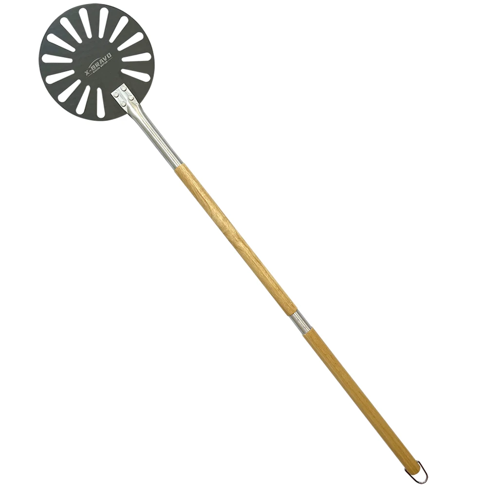 PizzAtHome 47 Inch Overall Pizza Turning Peel Wooden Handle 9 inch Pizza Shovel Aluminum Alloy Removable Peel Tool