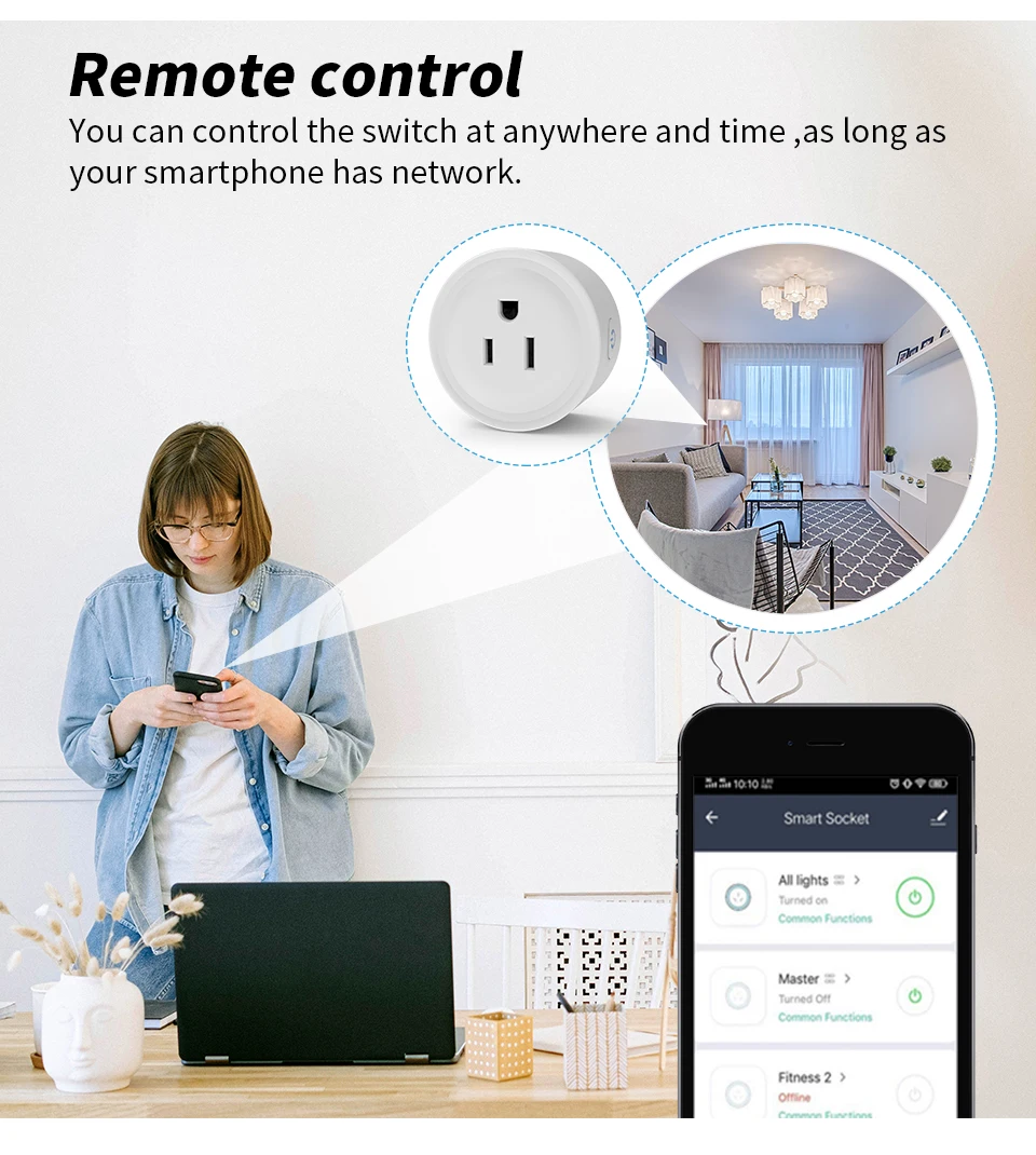 Tuya Smart Wifi Plug US Standard Wireless Outlet Remote Control Smart Home Appli
