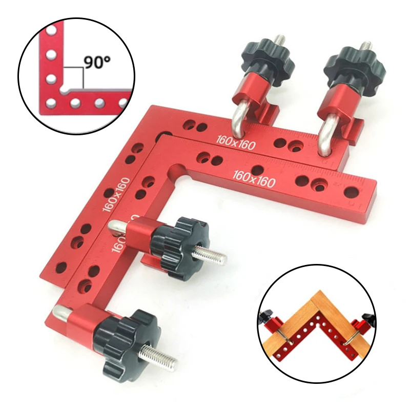 90 Degrees L-Shaped Auxiliary Fixture Woodworking Aluminum Square Right Angle Clamping Positioning Panel Fixing Clips Hand Tools