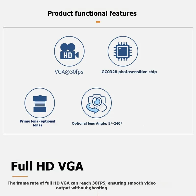 JABS-VGA 300K HD 비왜곡 60도 GC0328 얼굴 인식 듀얼 IR 카메라 모듈 DVP
