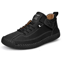 Hand-stitched Leather Shoes for Men Outdoor Light Non-slip Walking Casual Shoes Men Big Size 47 48 Slip-On Driving Loafers 1