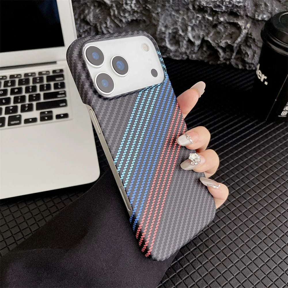 Sleek Carbon Fiber Kevlar Texture Frameless Protective Phone Case