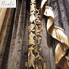 New European Style Luxury Curtains for Villa Living Room Coffee Color Silk Velvet Gold Embroidery High Quality High-end Custom 3