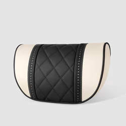 Premium NAPPA Leather Car Neck Pillow - Luxurious Headrest Cushion for Ultimate Comfort (White Black Pillow)