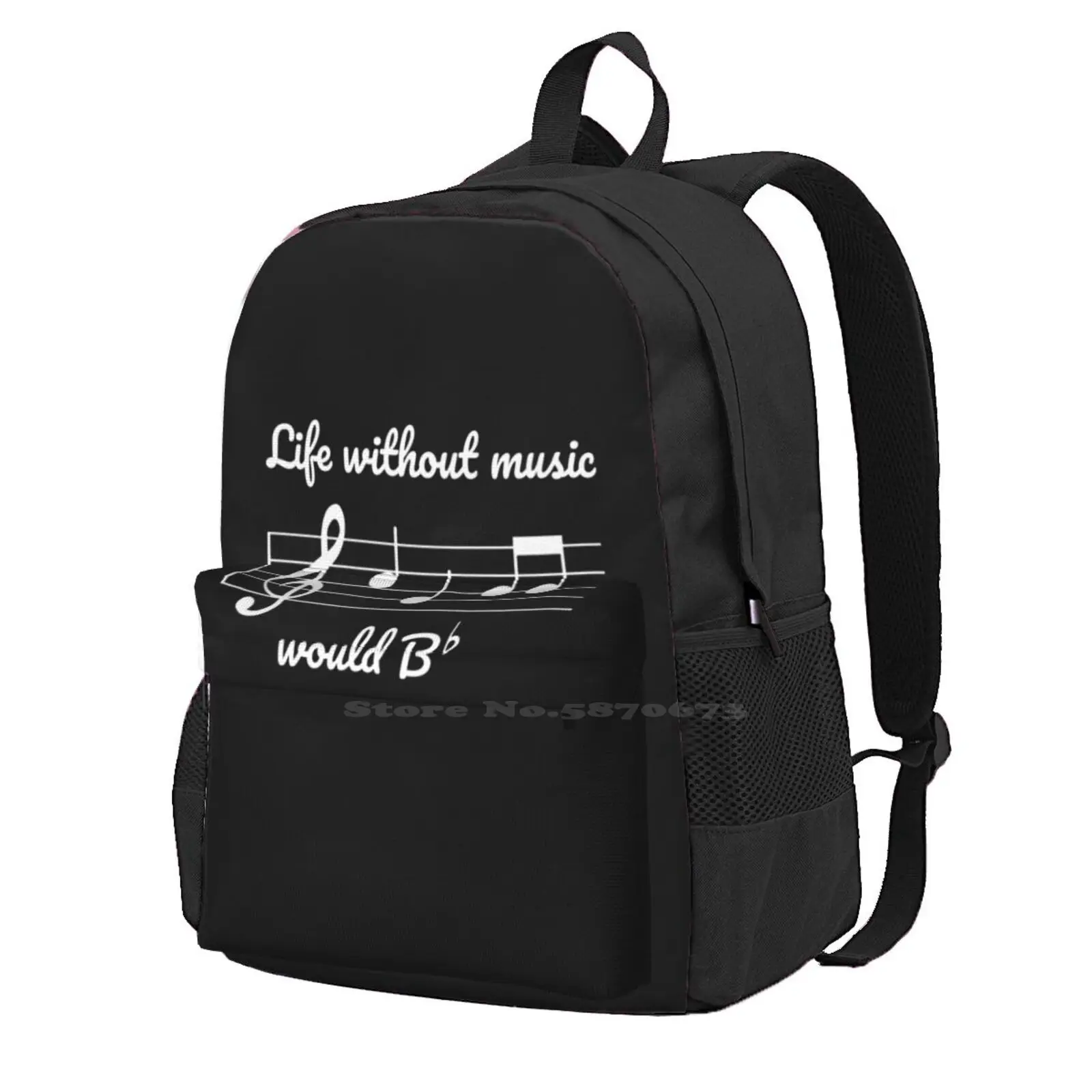 

Life Without Music Would B Flat Hot Sale Backpack Fashion Bags Treble Funny Guitar Musical Clef Musicians Band Staff Piano