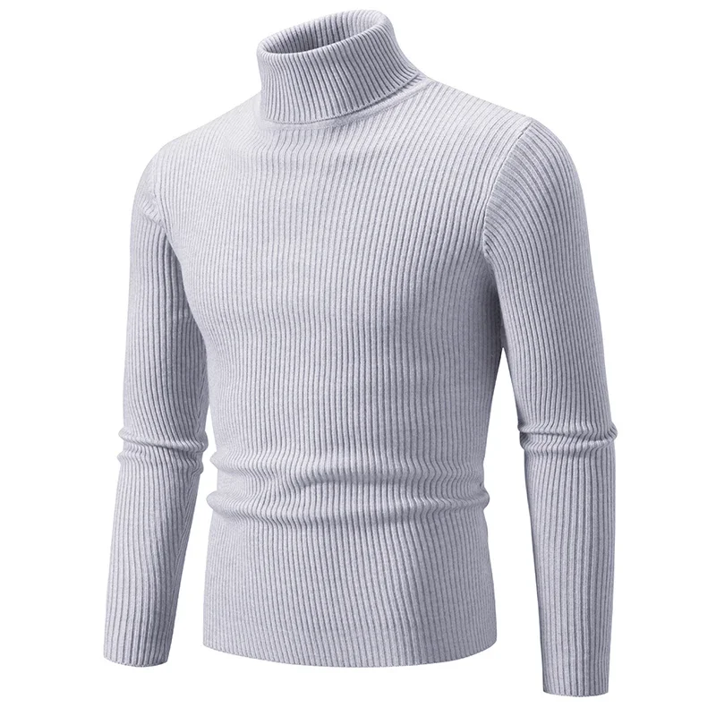 New Trend Men's High Neck Sweater  Pullover Knitted Warm Casual Turtleneck Sweatwear  Men Clothing 4