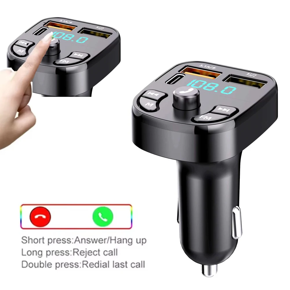 Wireless Car Charger with Bluetooth FM Transmitter and Dual USB MP3 Player