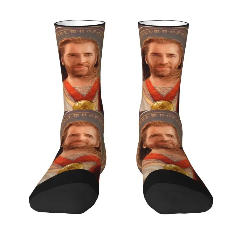 

Saint Nicolas Cage Men Women Crew Socks Unisex Novelty 3D Print Funny Meme Dress Socks