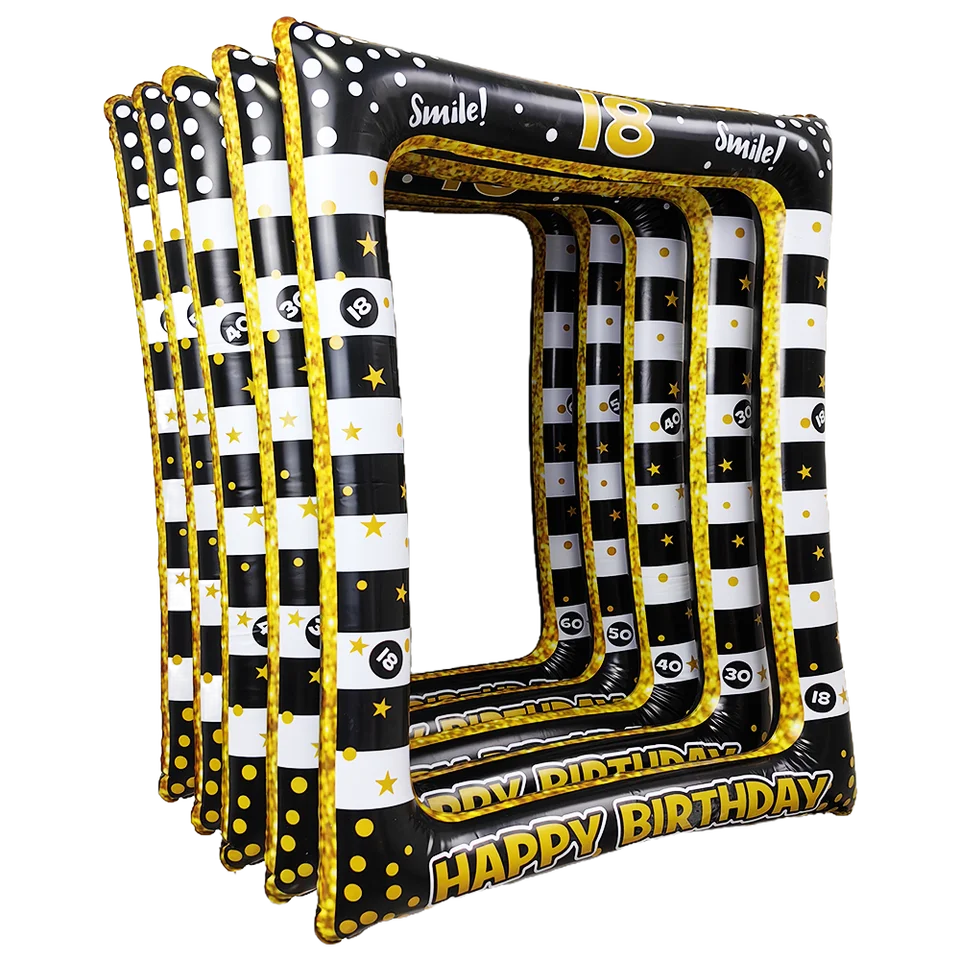 Cornice Gonfiabile 60° Compleanno - Oro Rosa, Con Accessori Per Foto Booth, 35 Pezzi - Foto 9