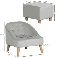 Qaba Kids Sofa Set, Toddler Chair, Sofa & Ottoman for Bedroom, Playroom, Children's Couch for 3-5 Years, Grey 2