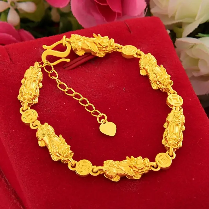 

UMQ Vietnam Placer Gold Custom Bracelet Women's Money Drawing Pi Xiu Bracelet Retro Temperament Copper Coin Bracelet Ornament