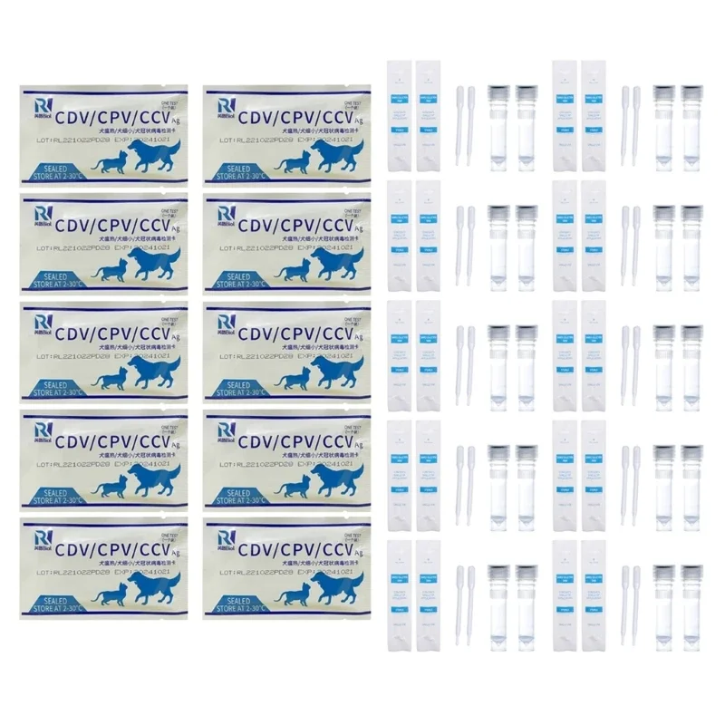

3IN1 Dog Test for CDV CPV CCV Accurate Testing Kits for Dog Health Household Rapid Test Strips for Dogs 10PCS