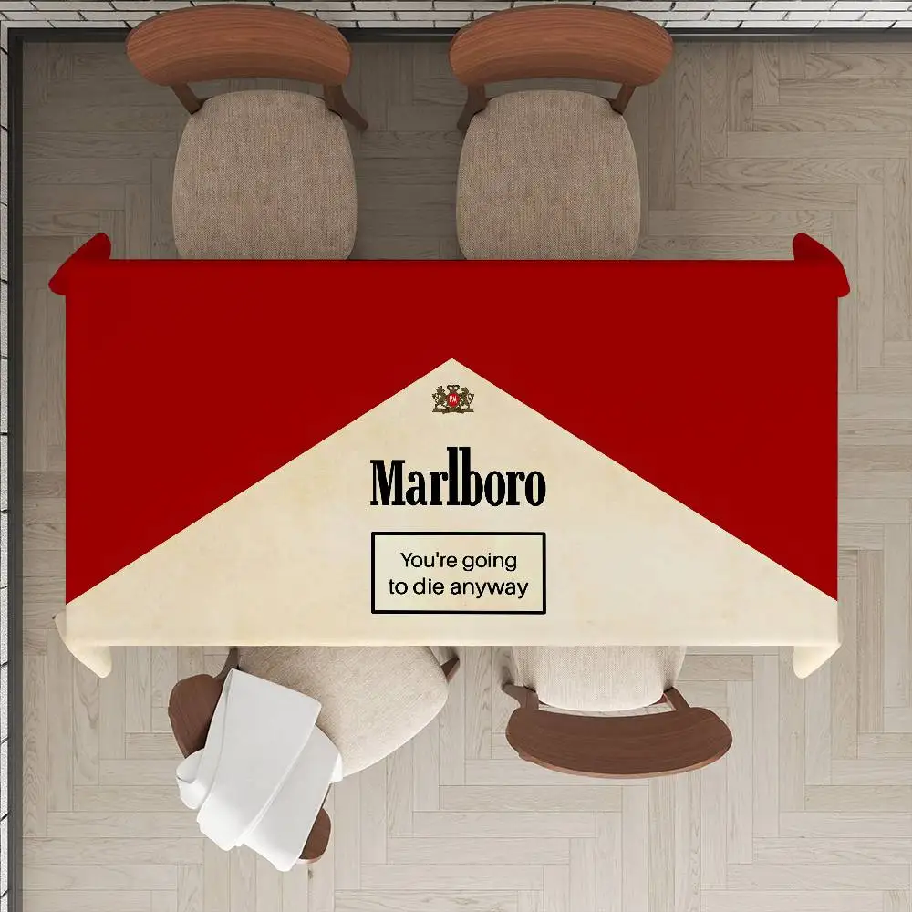 Retro M-Marlboro Pattern Tablecloths Summer Washable Picnic Party Rectangle Table Cover Home Dining Decor 1