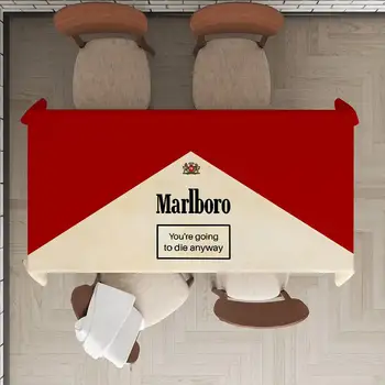 Retro M-Marlboro Pattern Tablecloths Summer Washable Picnic Party Rectangle Table Cover Home Dining Decor 1