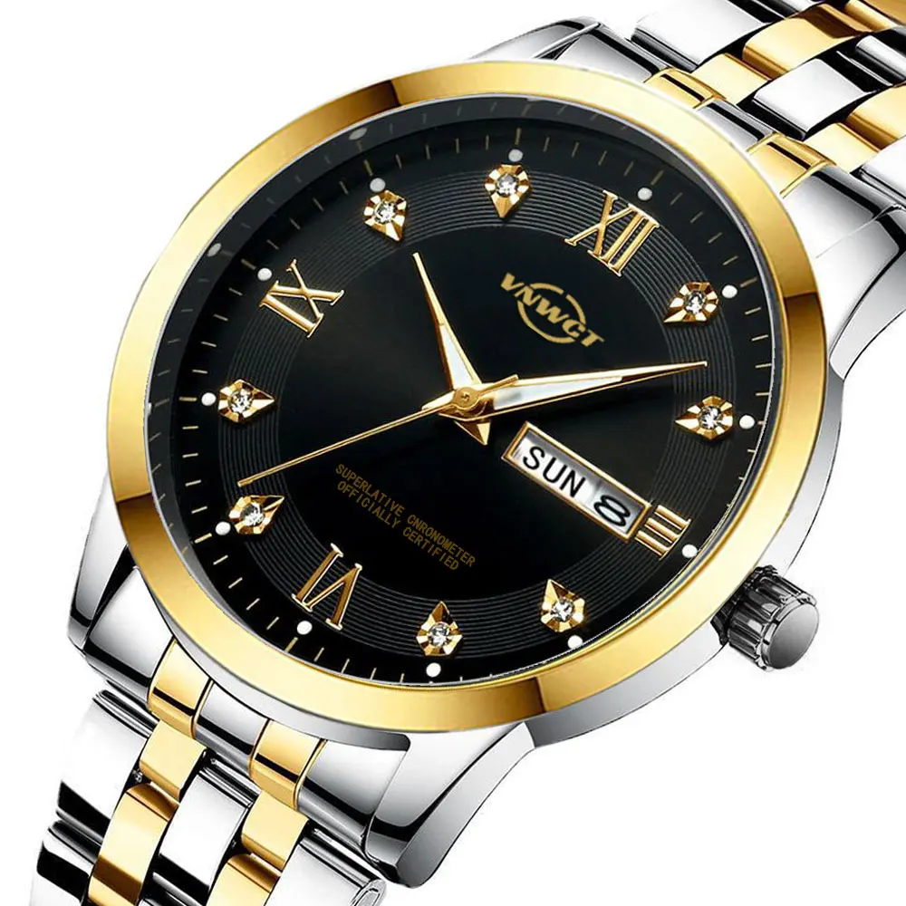 

Brand Diamond Scale Business Men's Watch Luminous Waterproof Steel Watch Quartz Date Calendar Men's Watch Male Relogio Masculino
