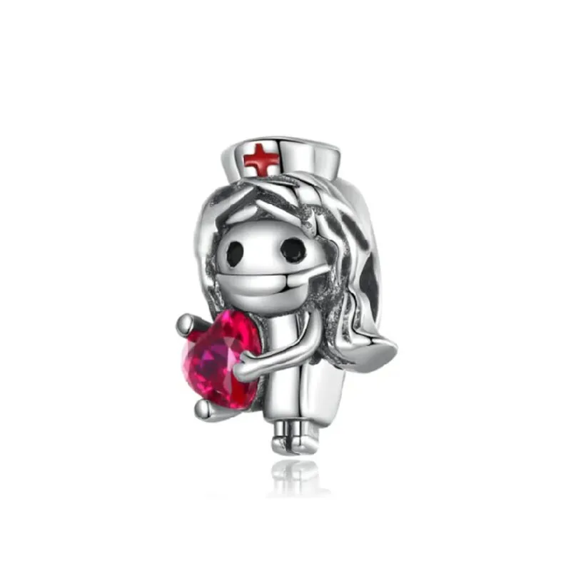 Fine 925 Bracelet Accessories Fit European Silver Plated Charms Dentist Nurse Tooth Stethoscope Diy Bead For Women Men Jewelry 6