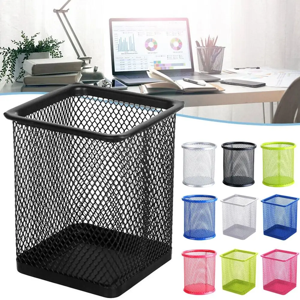 Pen Holder multifunction round/square mesh multicolor desk tidy stationery organiser pencil storage