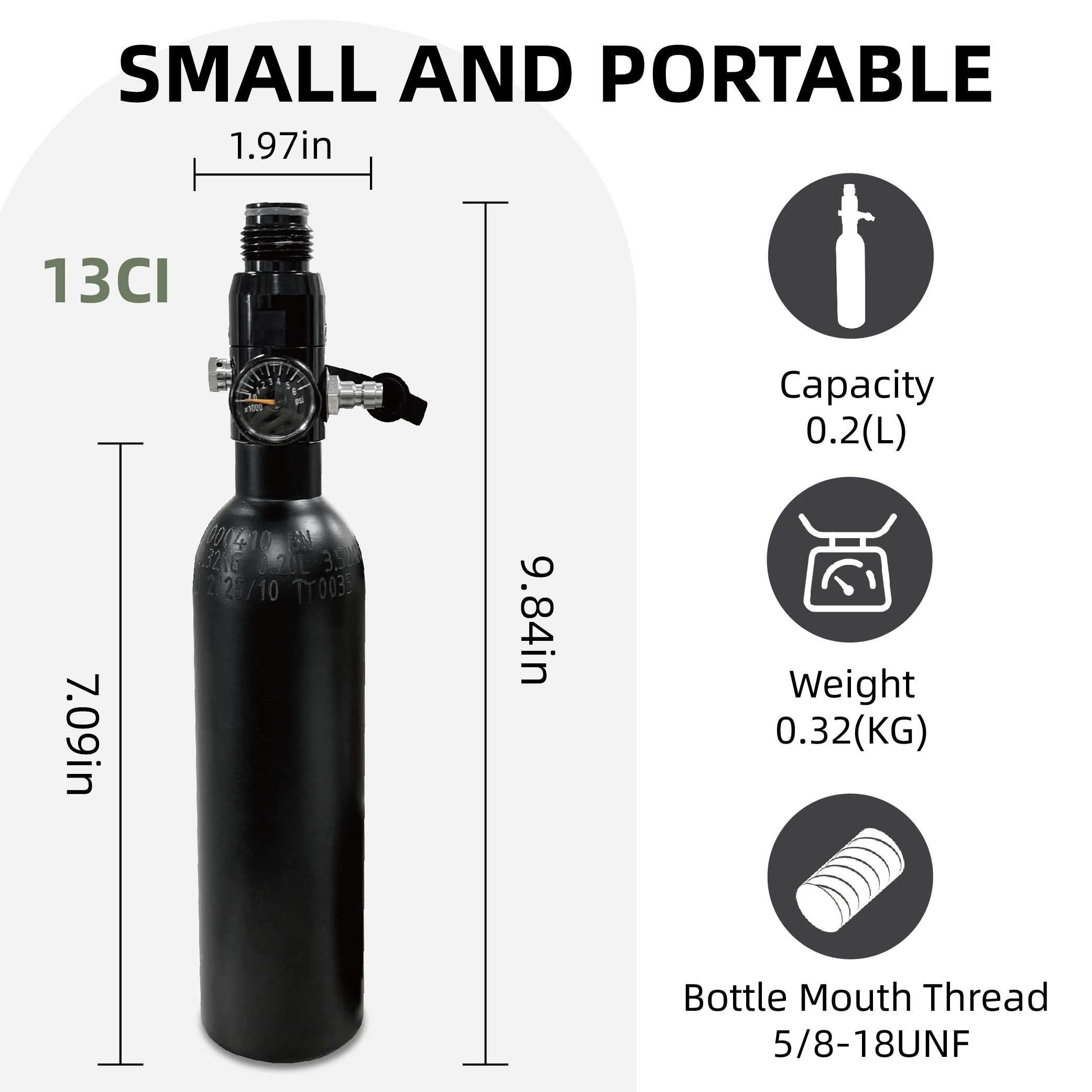 High-Pressure Aluminum Gas Cylinder for Soda, Aquarium, and Diving Applications