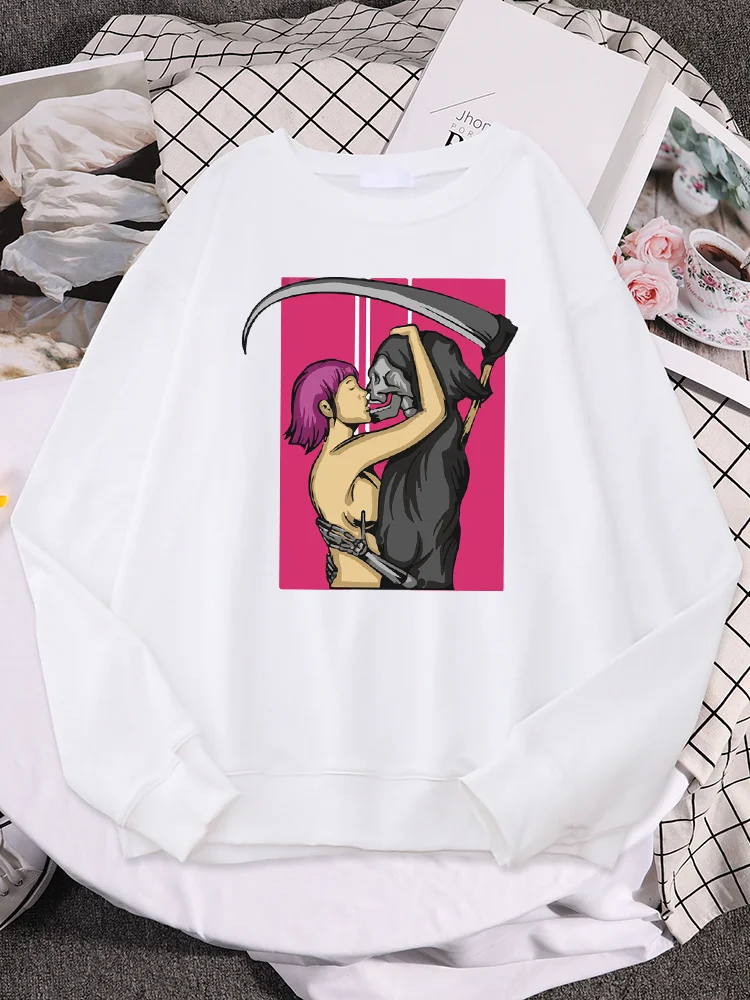 

Punk Rock Grunge Goth Rot With Me Death Scythe Lover Print Women Tops Personality O-Neck Sweatshirt Casual Pullover Women Hoodie
