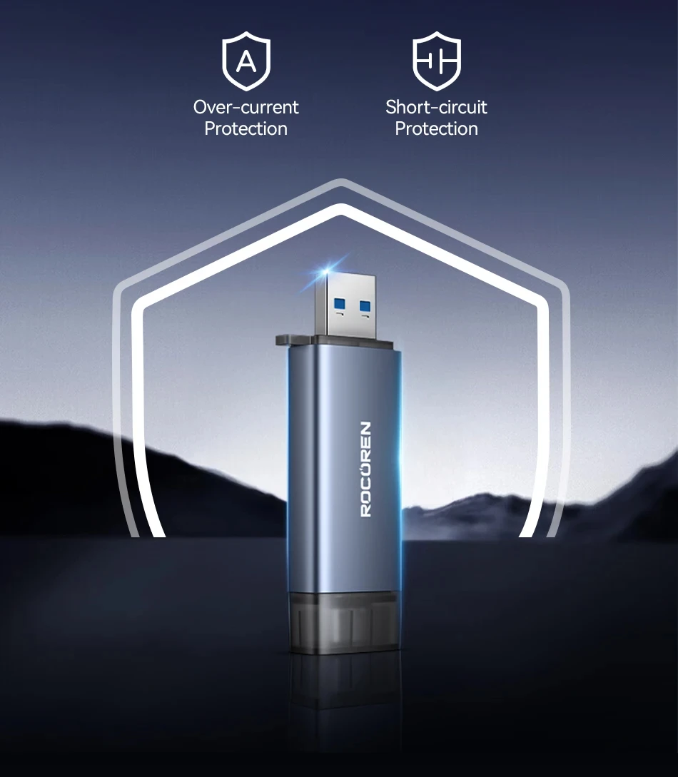 S1cb4be0b28274355aaea4bfbfa698931L Rocoren Lecteur Carte 2-en-1 – USB + Type-C Haute Vitesse