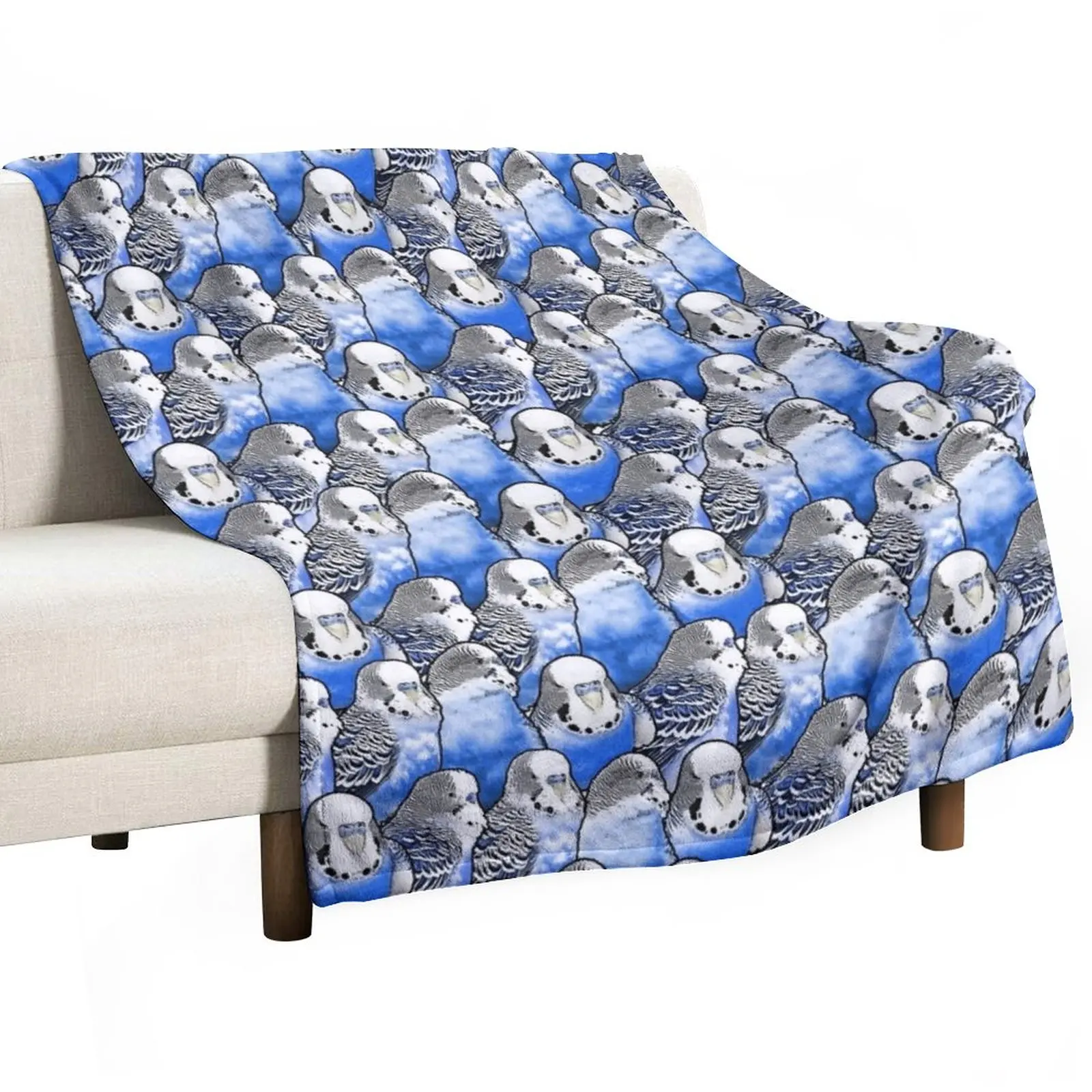 

Budgie Blue Pattern Throw Blanket Hairy Blanket Soft Plush Plaid blankets and blankets Flannels Blanket