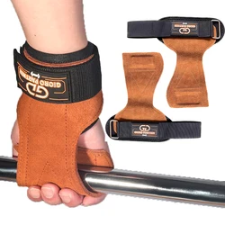 Weight Lifting Wrist Hooks Straps Double Cowhide Deadlift Gloves and Grip Pads for Fitness Gym Training Dumbbell Pull-Ups