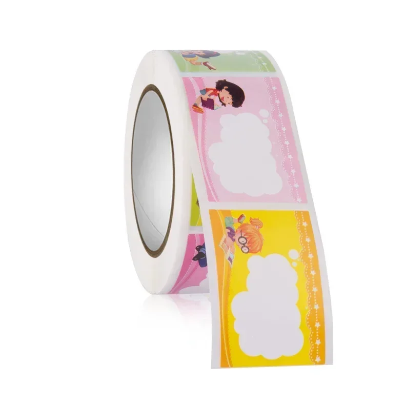 DIY handwritten self-adhesive name stickers cute cartoon kindergarten pupils book blank envelope Seal labels sticker 350pcs/roll