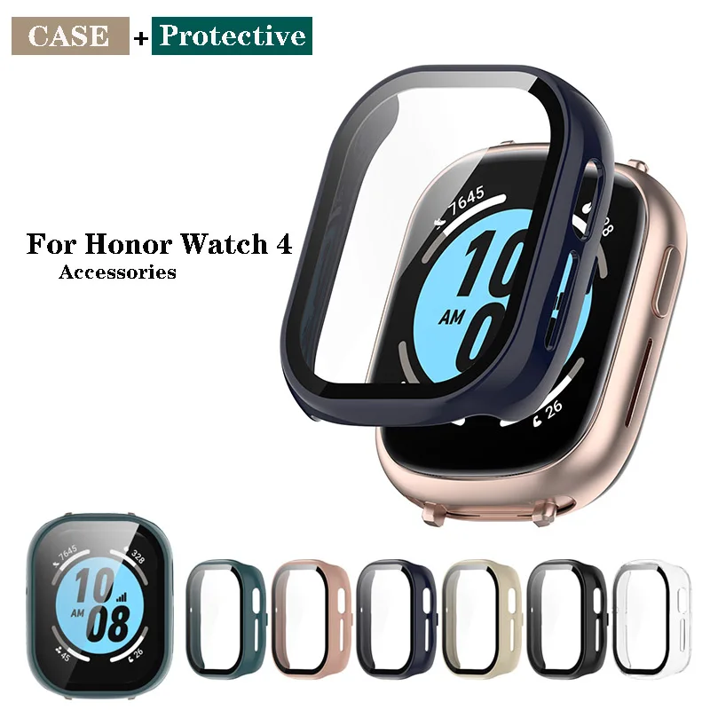 

Hard Case+Tempered Glass Screen Protector Protective Cover for Honor Watch4 Watch 4 Accessories