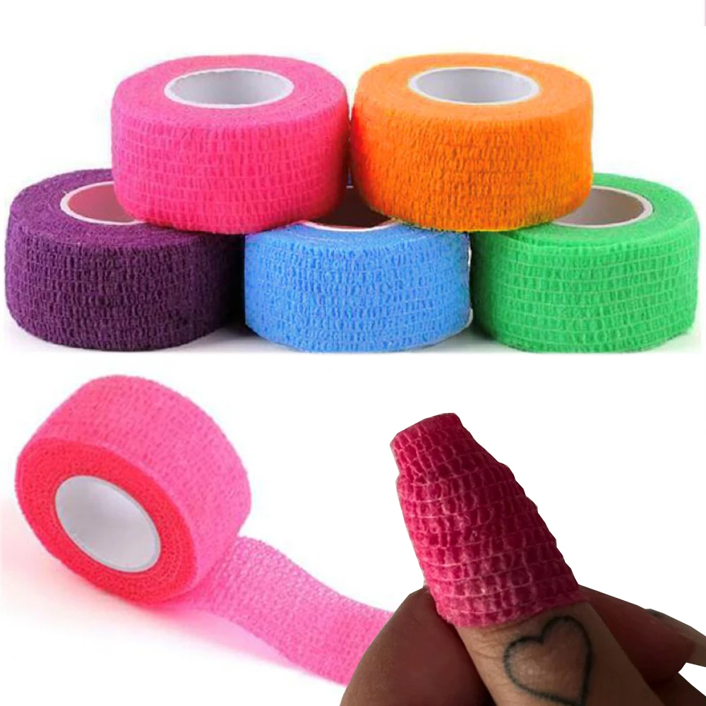 Nail Protector Bandage 4Rolls Mix-Color of Non-Woven self-Adhesive Bandages for Finger Guard Nail Protector Waterproof Cohesive Elastic Wrap Manicure