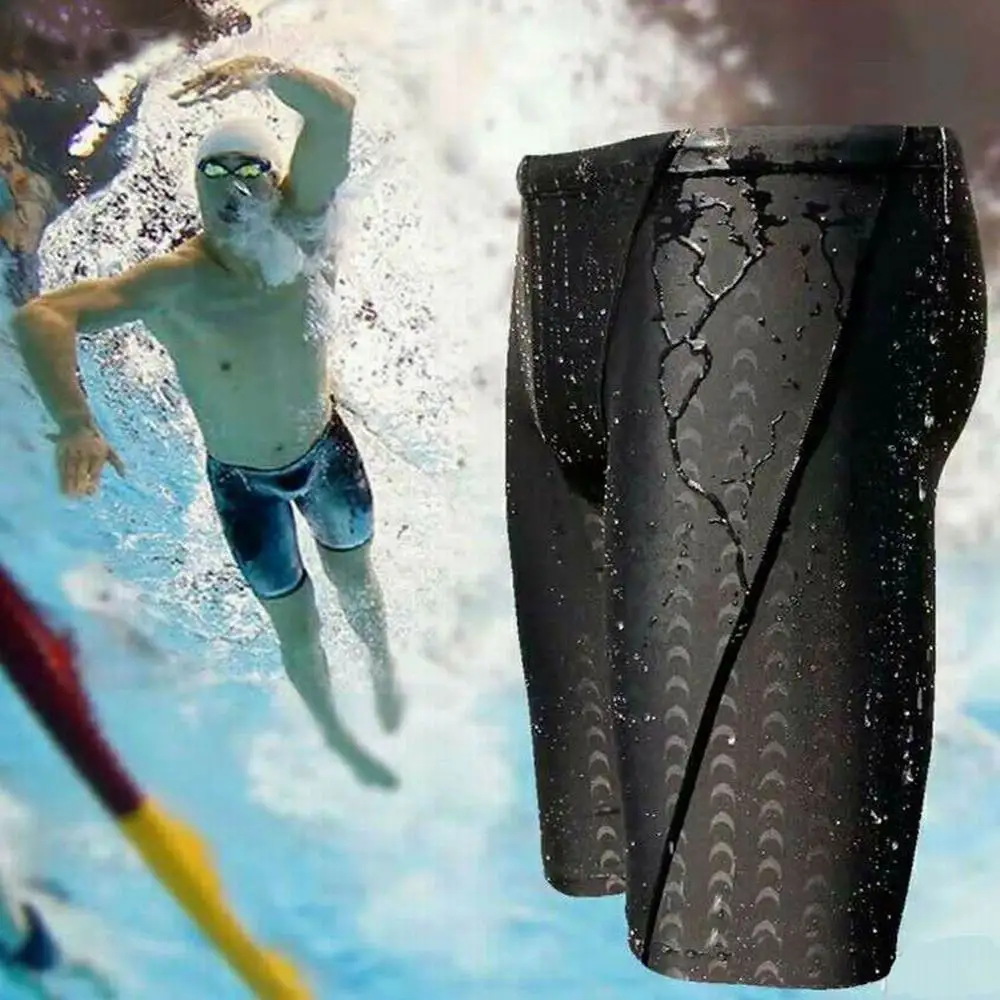 Men beach pool water repellent Swimwear fifth Swimming Trunks Shark Skin pattern Breathble sport training Swimming Shorts L-4XL