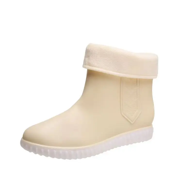 2023 New Women's Rain Boots Free Shipping Waterproof Ankle Garden Work Rubber Shoes Plush Socks Kitchen Work Shoes Rubbers Shoes