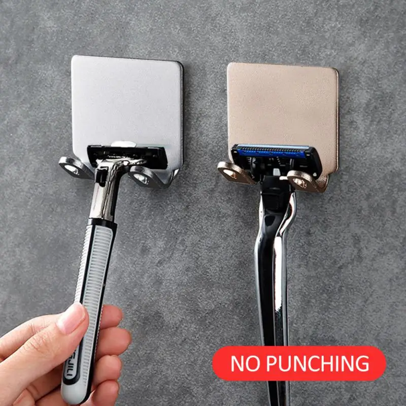Razor Holder Stainless Steel Razor Holder Wall Hook Self Adhesive Sticky Kitchen Bathroom Key Hanger Storage Waterproof Towel Hanging Rack