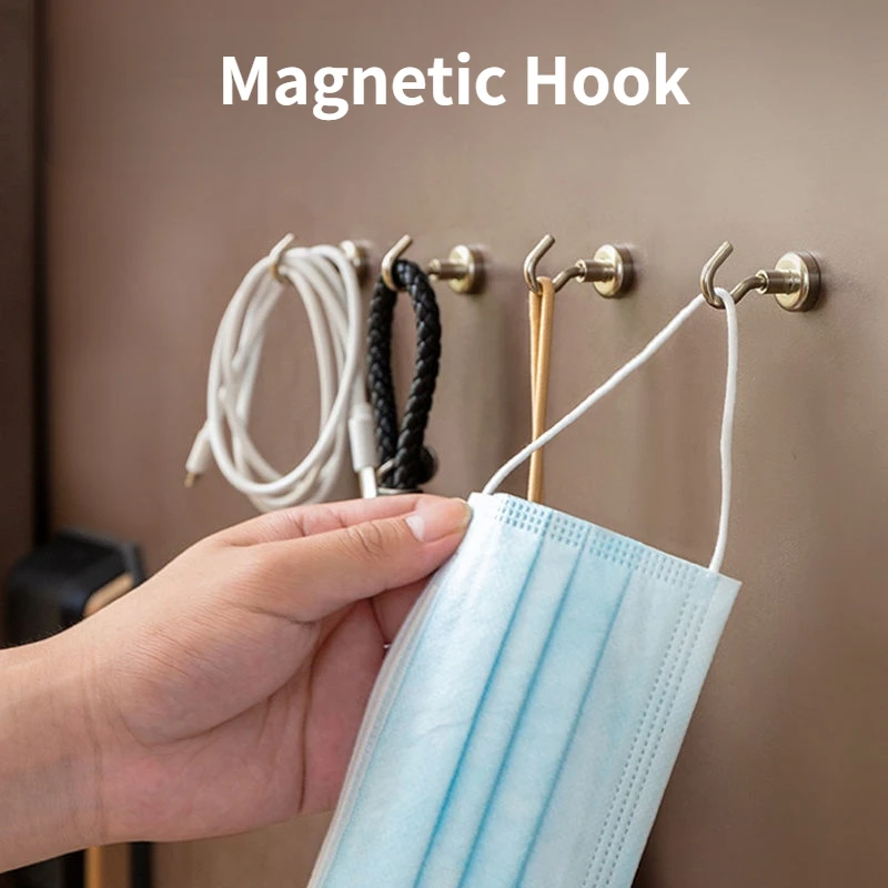 1-8PCS Strong Neodymium Magnetic Hook Hold Up To 12kg 5Pounds Diameter 20mm Magnets Quick Hook for Home Kitchen Workplace Etc
