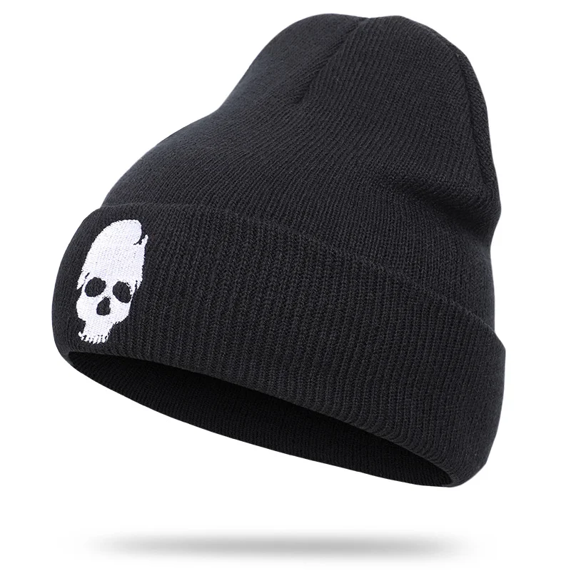 BlackSkeletonBeanieBeaniesWinterHatforMensWinterWarmHatCool
