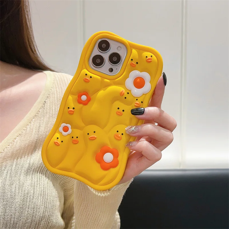 

Cute Flower Skew Head Duck Phone Case Cover for IPhone 15 Ultra 11 12 13 14 Pro Max Shockproof Case for IPhone 15 Pro Max
