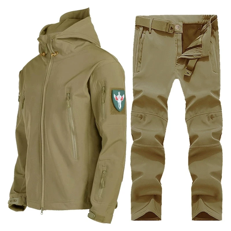 New Tactical Suits Autumn Winter Men's 2 Piece Set Thermal Jacket+Pants