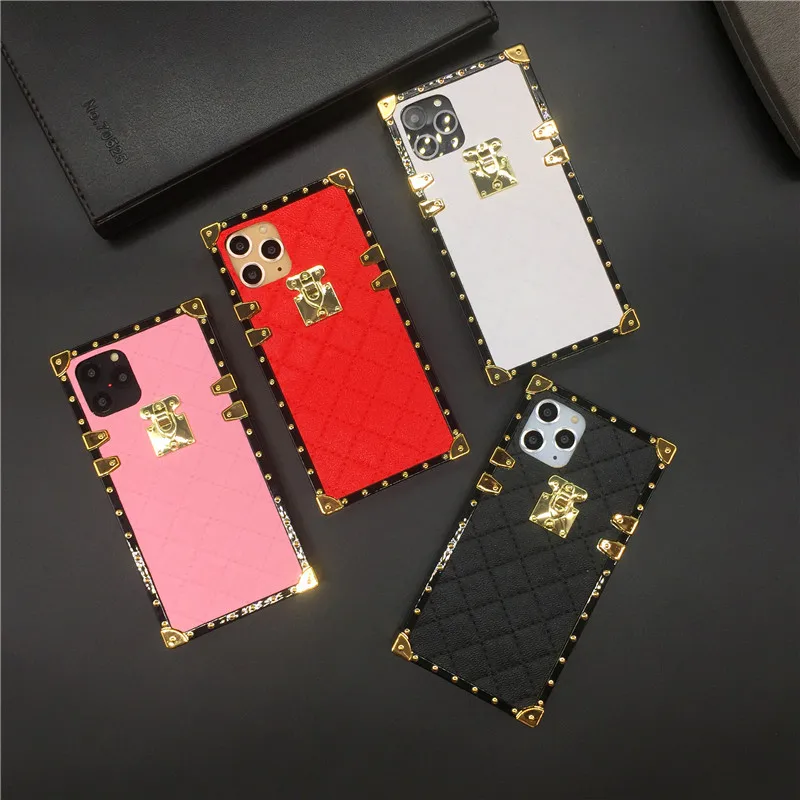 For Samsung S23 S22 S21 S20 S10 S9 Note20 Luxury Leather Square Phone Case  Cover