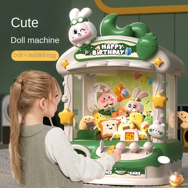 Automatic Doll Machine Toy for Kids Mini Cartoon Coin Operated Play Game Claw Crane Machines with Light Music Children Toy Gifts 2