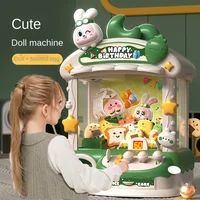 Automatic Doll Machine Toy for Kids Mini Cartoon Coin Operated Play Game Claw Crane Machines with Light Music Children Toy Gifts 2
