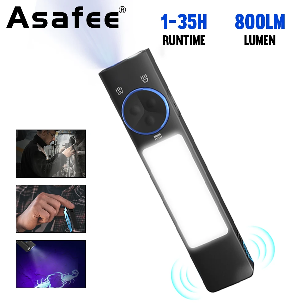 

Asafee YC8003 365UV Light EDC COB 800LM Flashlight 500M Range IP67 Waterproof Lamp Buzzer Torch Rechargeable Lantern Outdoor