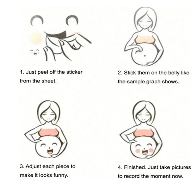Pregnant Women According to Belly Stickers Big Belly Stickers Pregnant Women Photo Props Cute Expression 9pcs pregnant women stickers